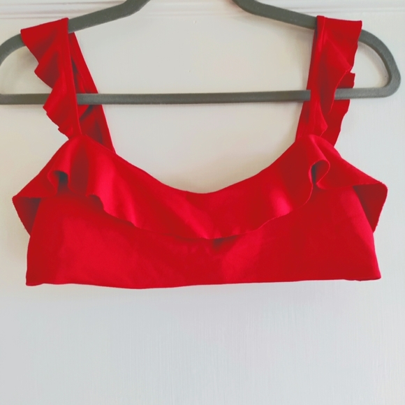 MAJORELLE Tops - Majorelle Red Ruffled Crop Top